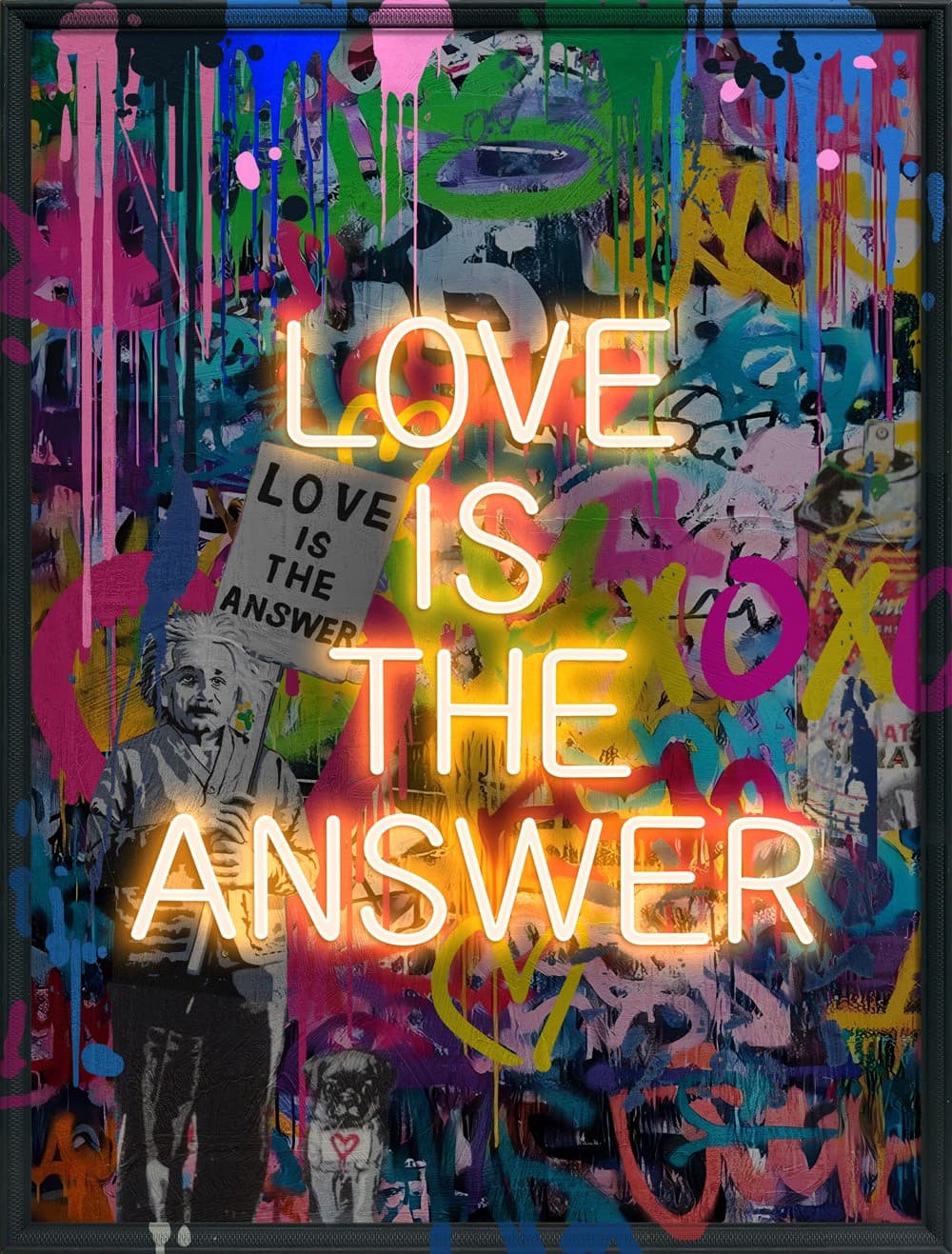 LOVE IS THE ANSWER – Moderní pop art LED nástěnný obraz – 63 × 83 cm - náhled 3