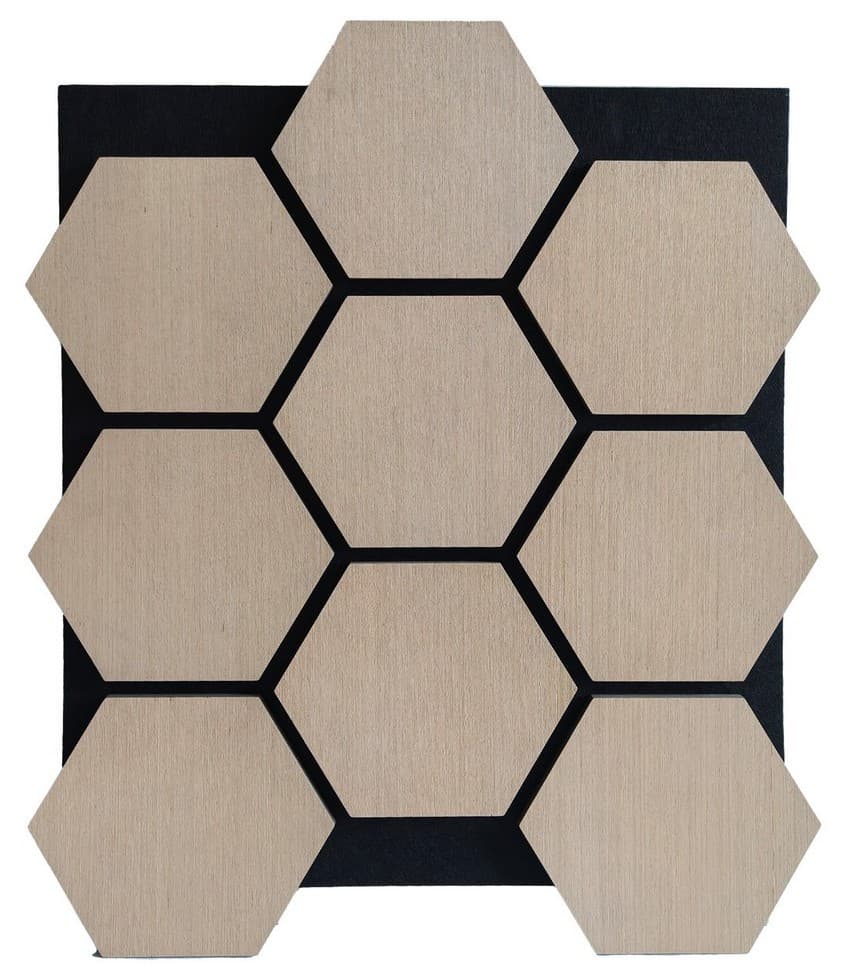 3D dřevěný akustický panel - nástěnný protihlukový obklad 81 x 66 cm - VIRA - náhled 2