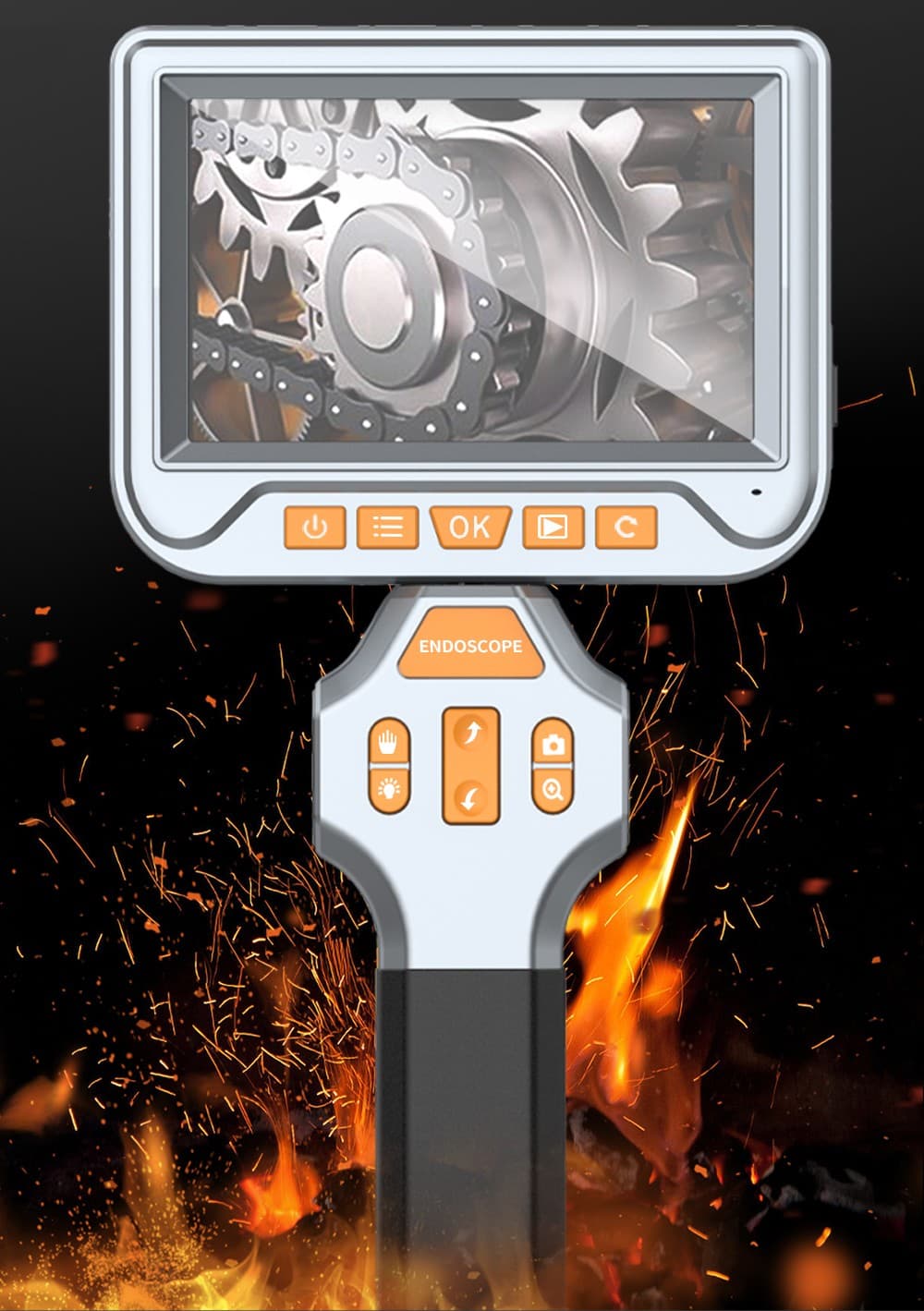 Endoskop 2 kloubový elektricky rotační s HD + auto zaostřování + 5" displej + 6mm kamera s LED + nahrávání na micro SD - náhled 3