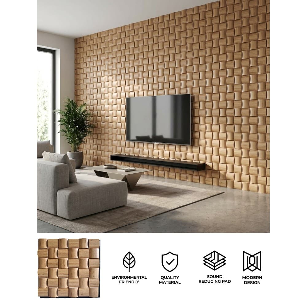 Akustický panel na zeď - 3D protihluková dekorace 60 x 60 cm - KANO