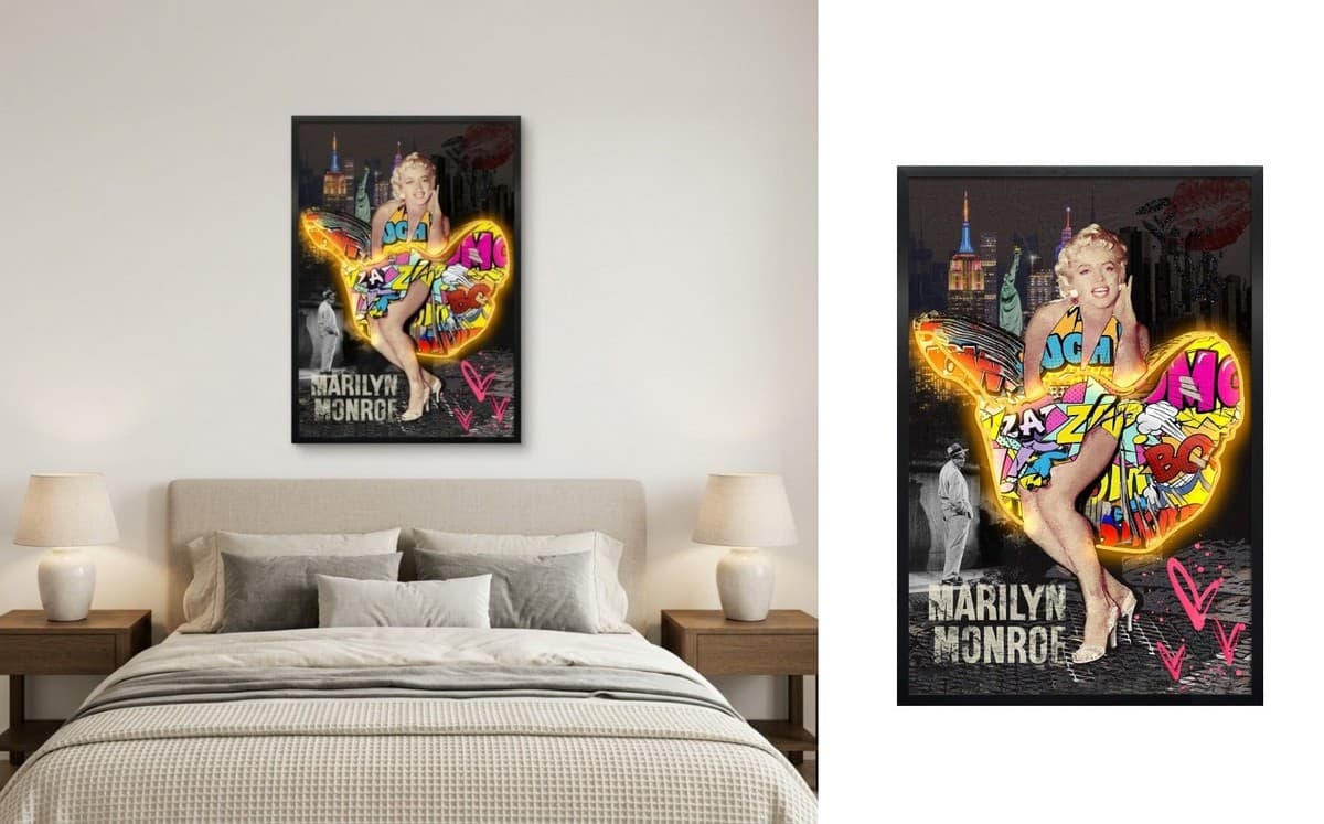 Marilyn Monroe světlící LED obraz – stylový pop art obraz – 83 x 123 cm