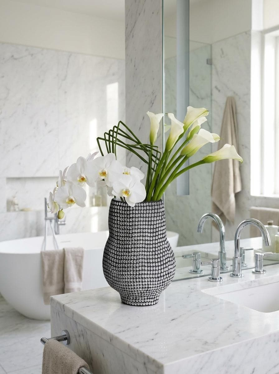Prémiová porcelánová váza s reliéfním povrchem - Dekorace do bytu 32.5 cm - Elvon - náhled 4