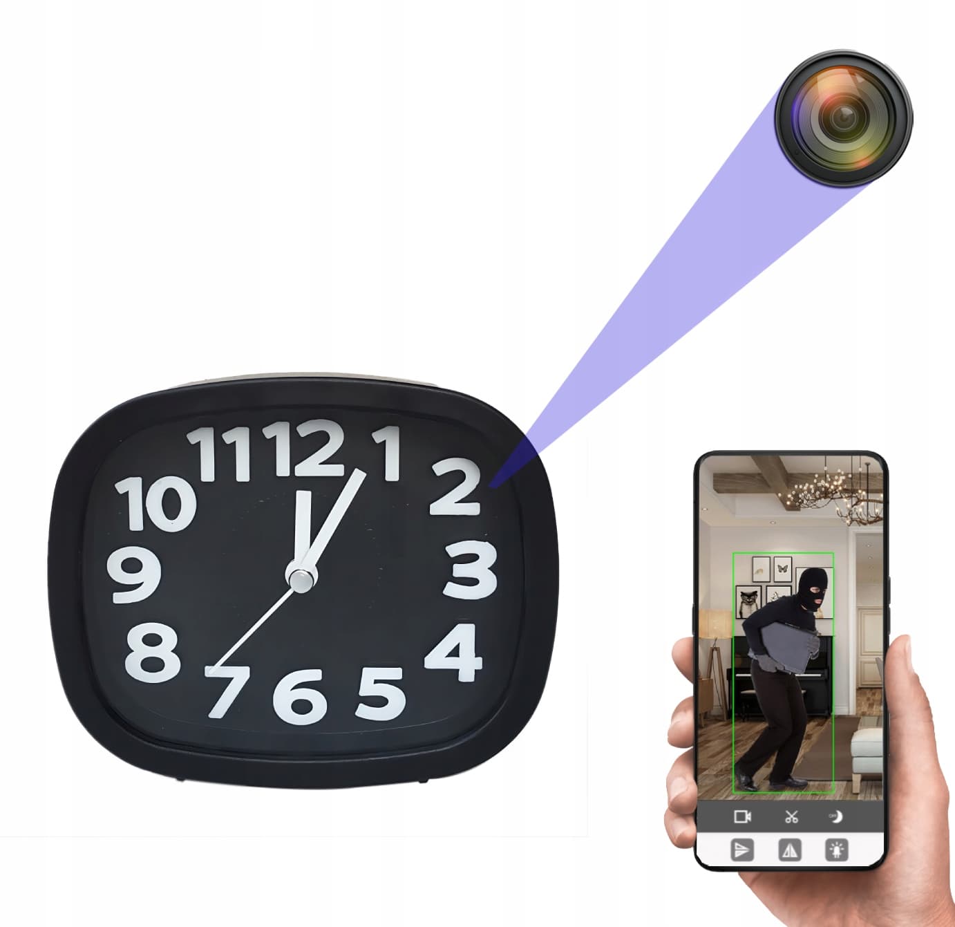Budík s kamerou analogový s FULL HD + WiFi P2P skrytá kamera v budíku s IR nočním viděním - náhled 3