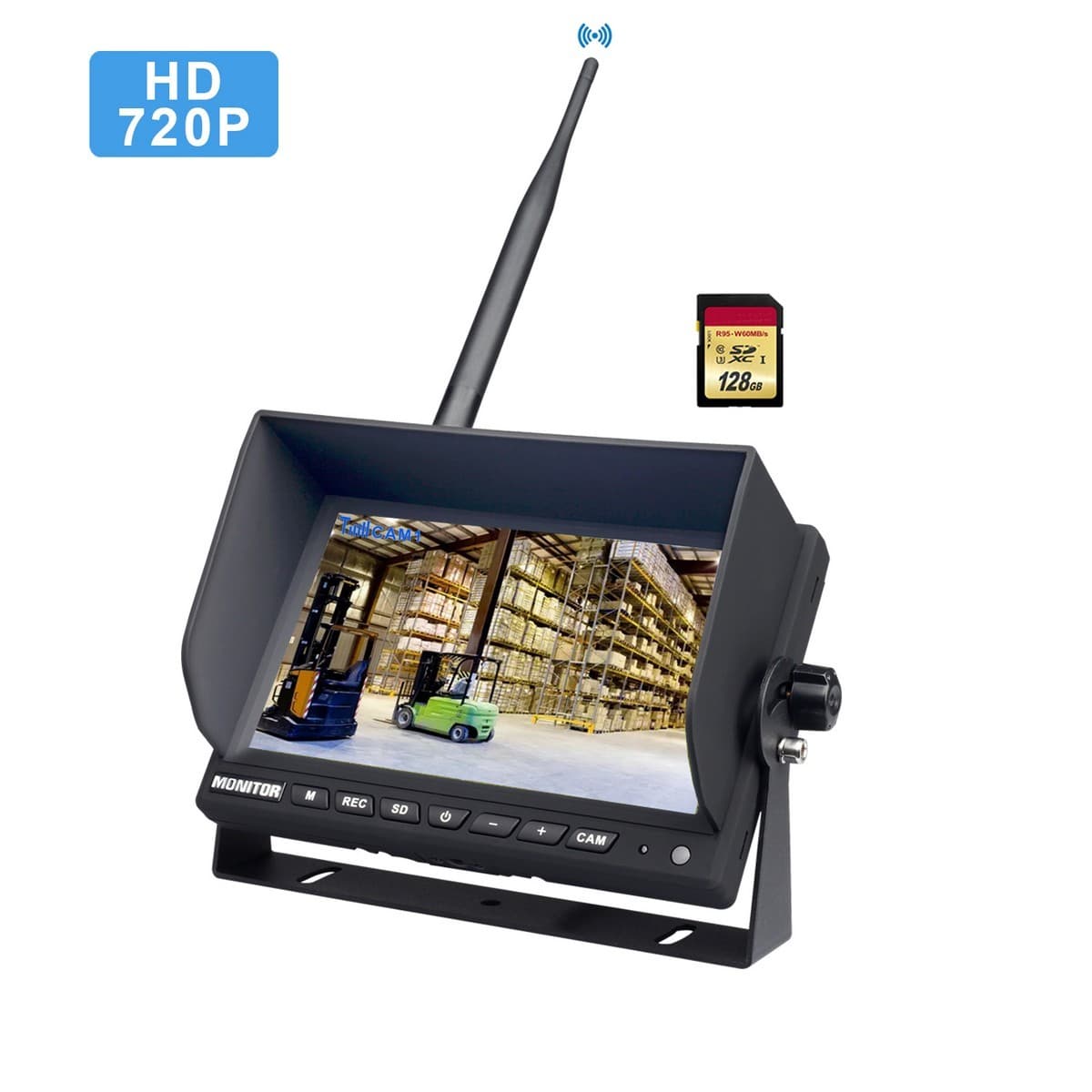 WiFi HD kamerový SET na vysokozdvižný vozík - 7" LCD monitor s nahráváním + 720P HD kamera + 9000 mAh baterie - náhled 4