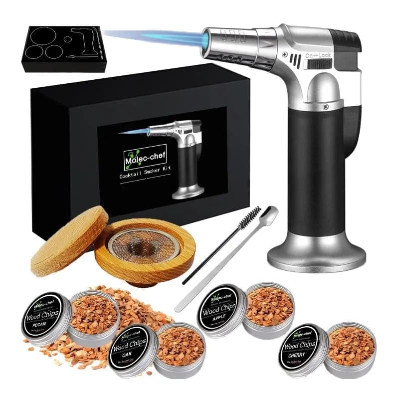 Cocktail Smoker Kit + Sada na uzení s pilinami + Hořák + 4 dřevěné příchutě - náhled 4