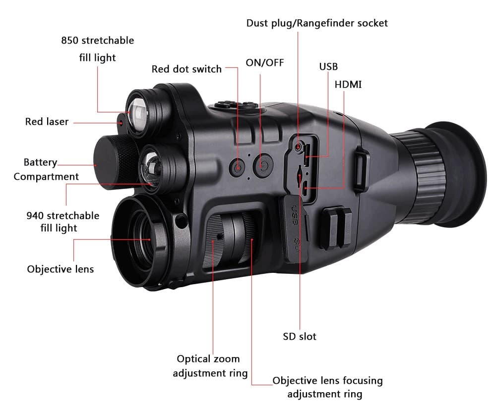 Monokulár s duál IR LED světlem do 400 m 8x optický a 3x digitální ZOOM + Wifi - náhled 4