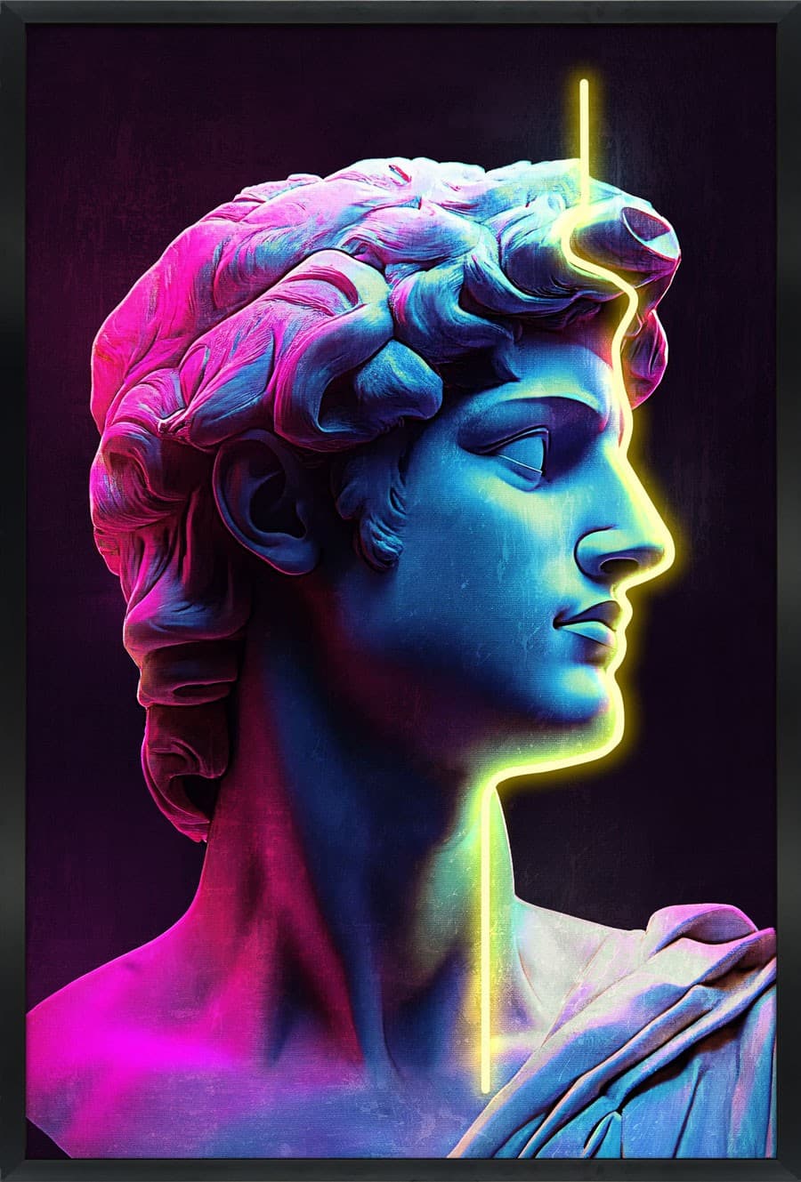 Antická socha s Neon linií v moderním pop art stylu - LED obrazy na stěny 63×93 cm - náhled 2