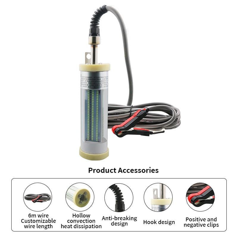 Rybářské světlo 300W zelené LED - 360° s IP68 krytí - až do 50m ponor s 6m kabel - náhled 5