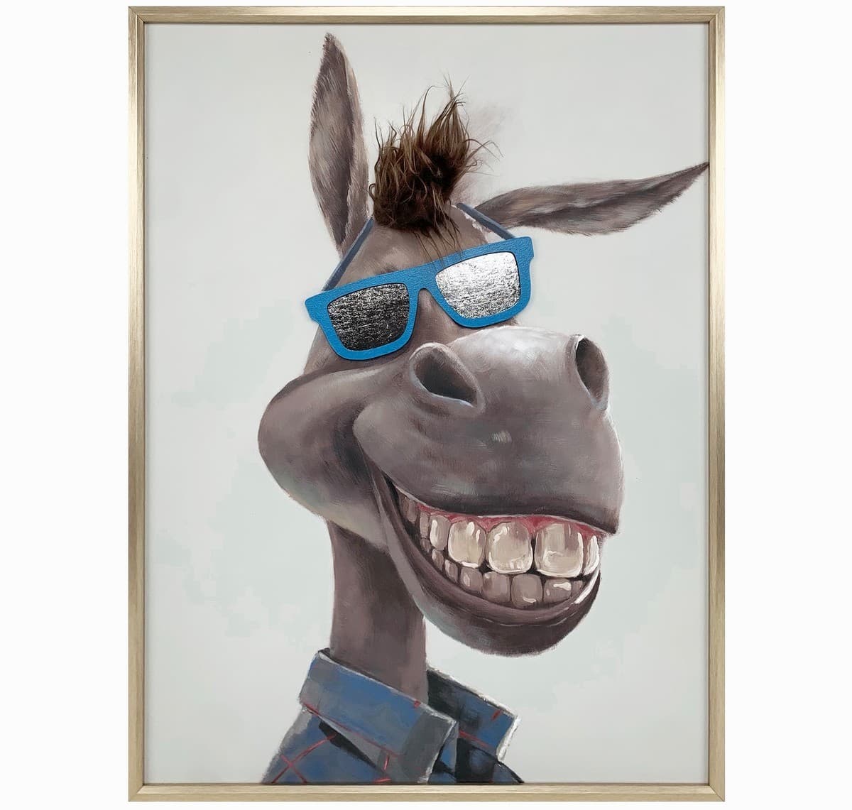 Zábavný / stylový obraz na zeď s 3D efektem a vyčnívajícími vlasy a brýlemi – DONKEY 75 x 100 cm - náhled 2