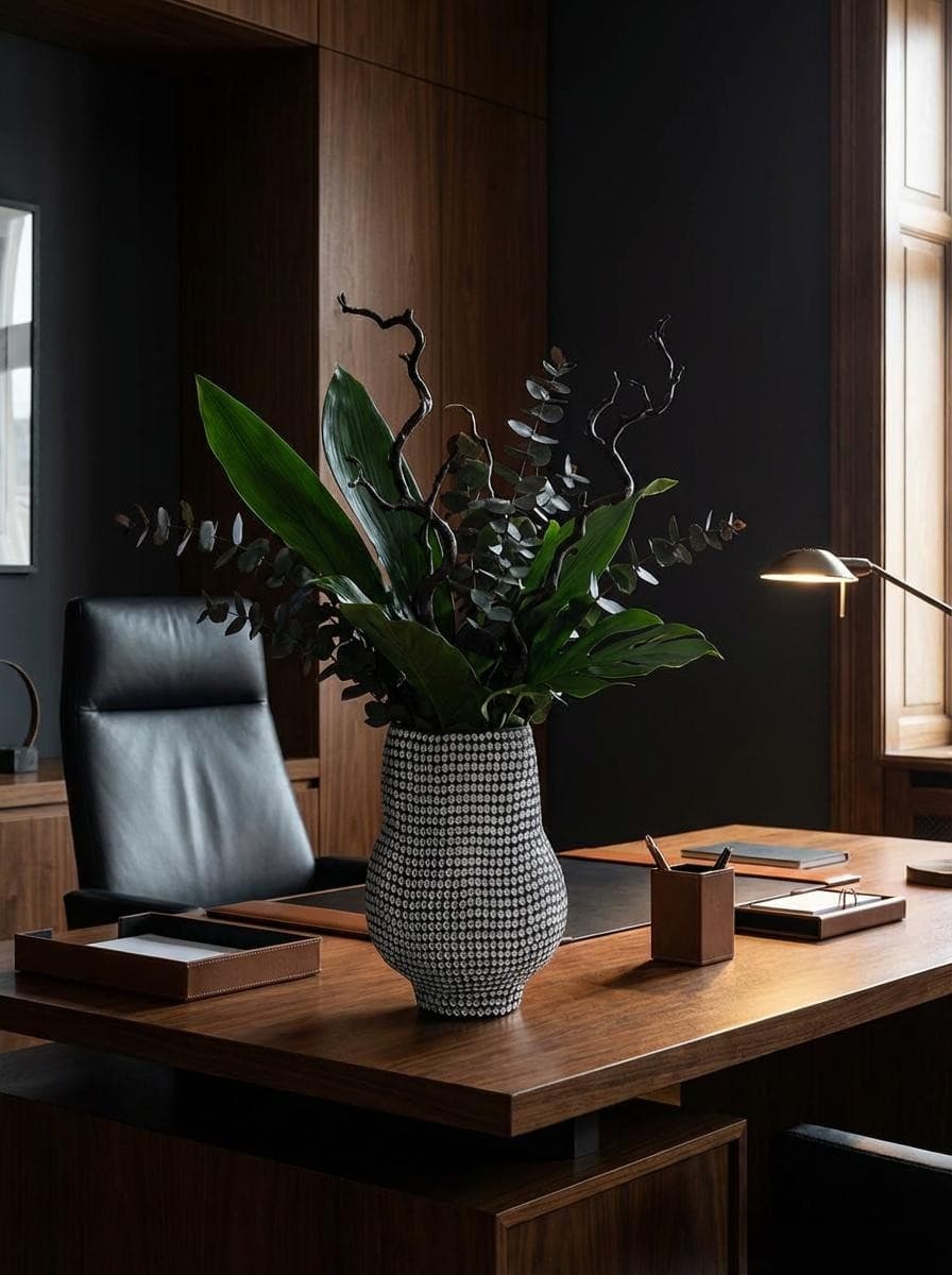 Prémiová porcelánová váza s reliéfním povrchem - Dekorace do bytu 32.5 cm - Elvon - náhled 3
