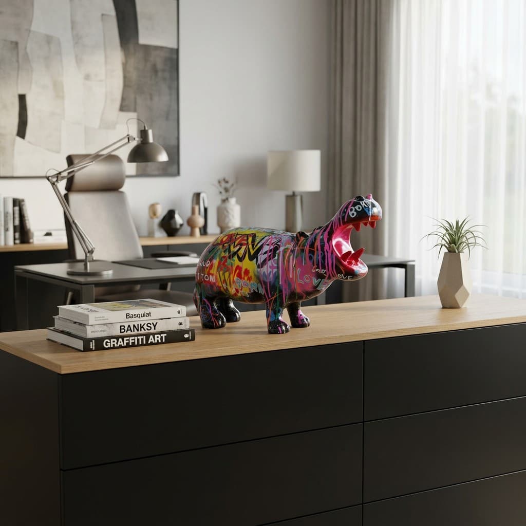 Hroch zvířecí soška – designová pop art dekorace do interiéru - 50 cm - náhled 2