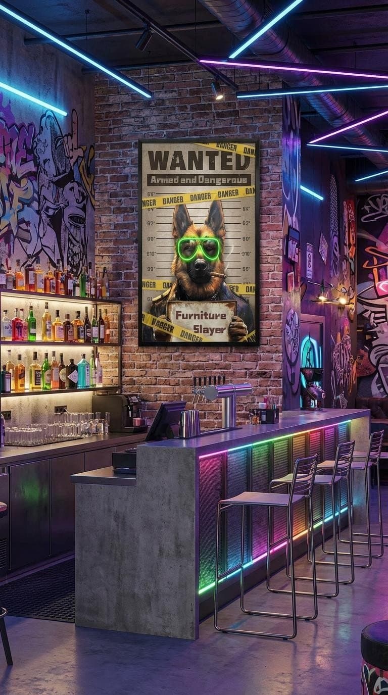 Pes ve vězení Vlčák s doutníkem – LED obraz v pop art stylu - 63 × 93 cm - náhled 3