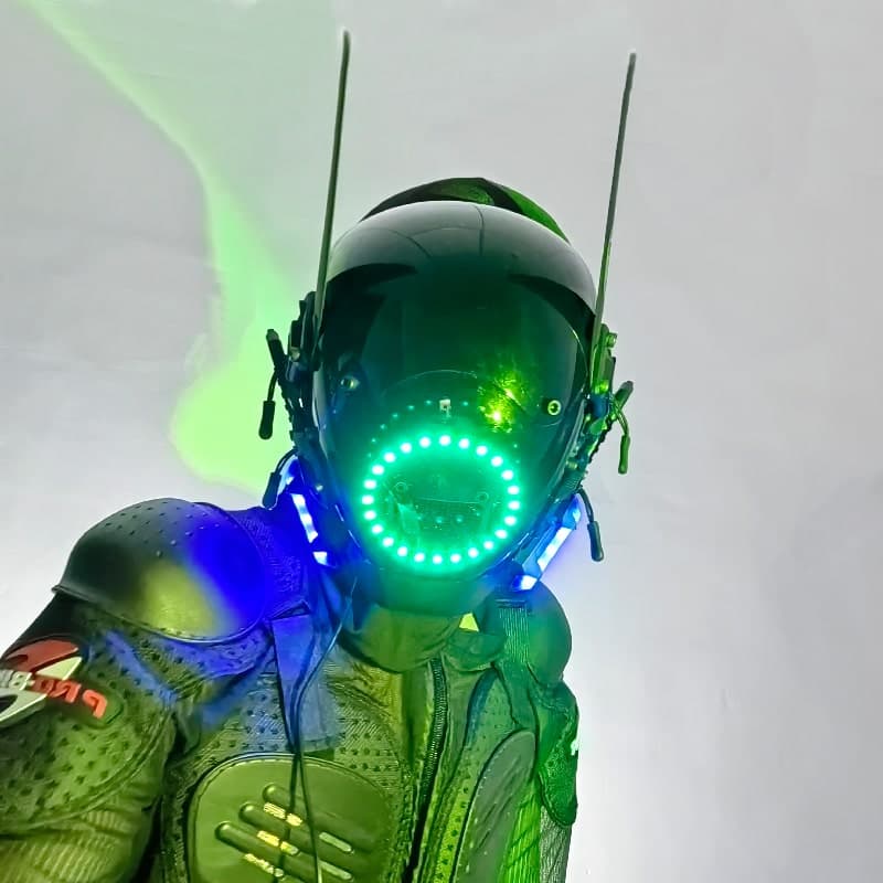 Světelná LED maska - Cyberpunk 5000 RAVE Helma na hlavu - náhled 5