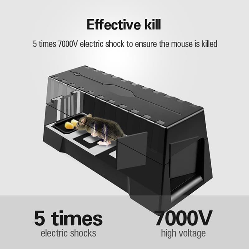 Past na myši - Humánní elektrická past 7000V na hlodavce (na baterie či adaptér) - náhled 2