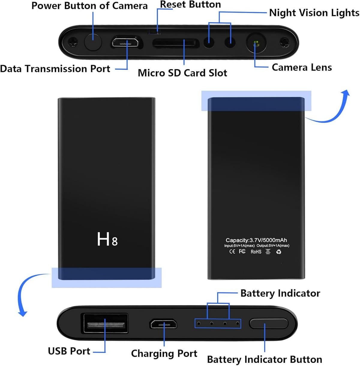 Kamera v externí baterii FULL HD s 5000 mAh + Wifi s P2P + noční vidění s 2x IR LED - náhled 3