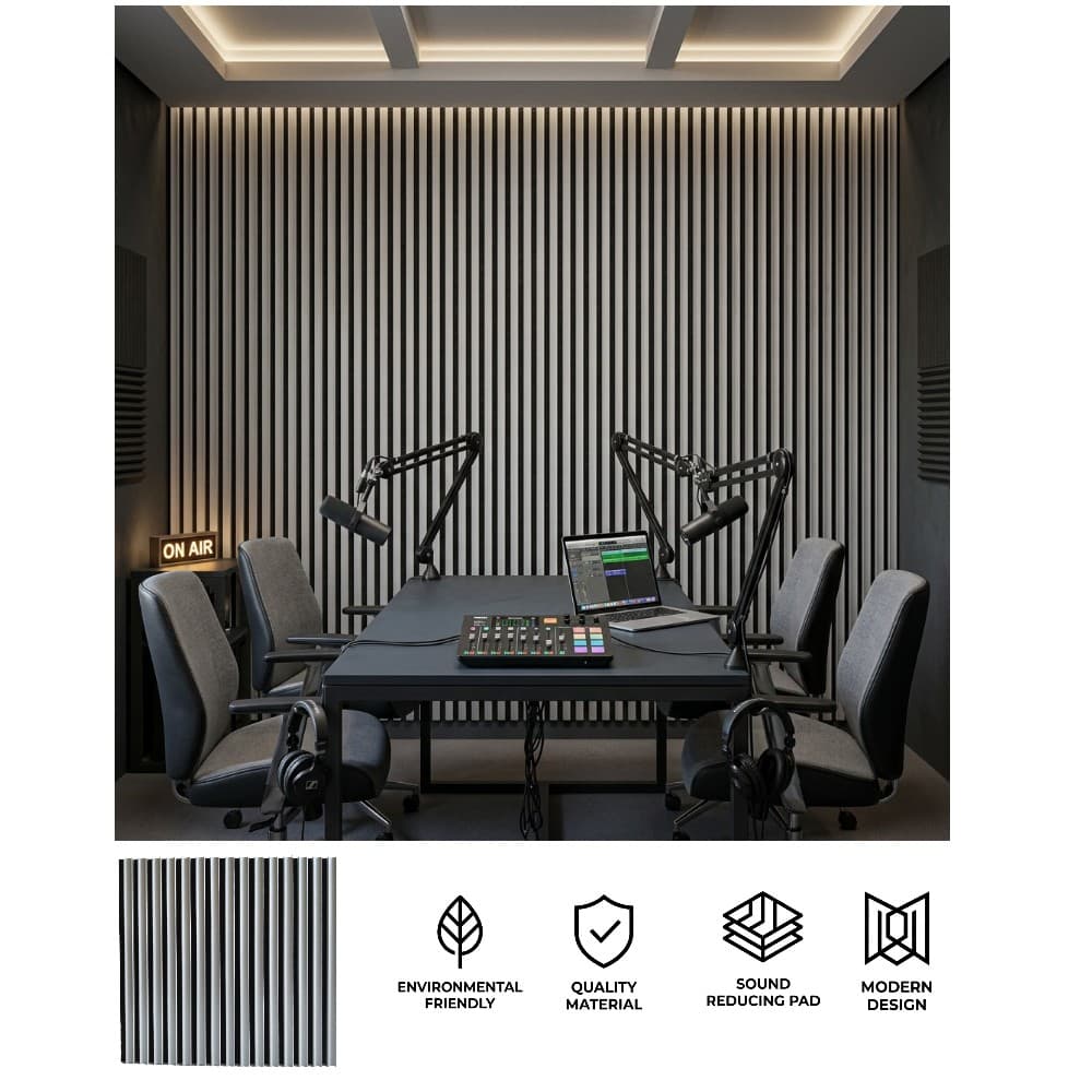 Akustické stěnové 3D panely - dřevěné lamely protihlukový obklad 270 x 60 cm - ELIO