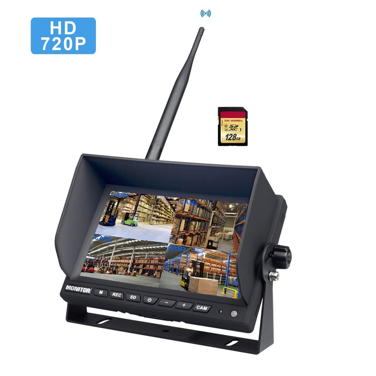 WiFi HD kamerový SET na vysokozdvižný vozík - 7" LCD monitor s nahráváním + 720P HD kamera + 9000 mAh baterie - náhled 3