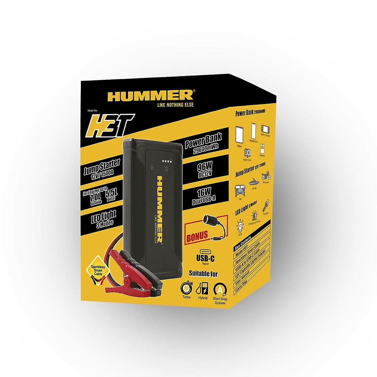 Auto startér box do 7.0L + Power bank - Hummer H3T s 8000mAh + 2x USB + 1x microUSB + LED světlo - náhled 3