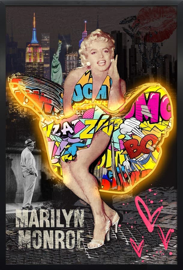 Marilyn Monroe světlící LED obraz – stylový pop art obraz – 83 x 123 cm - náhled 2