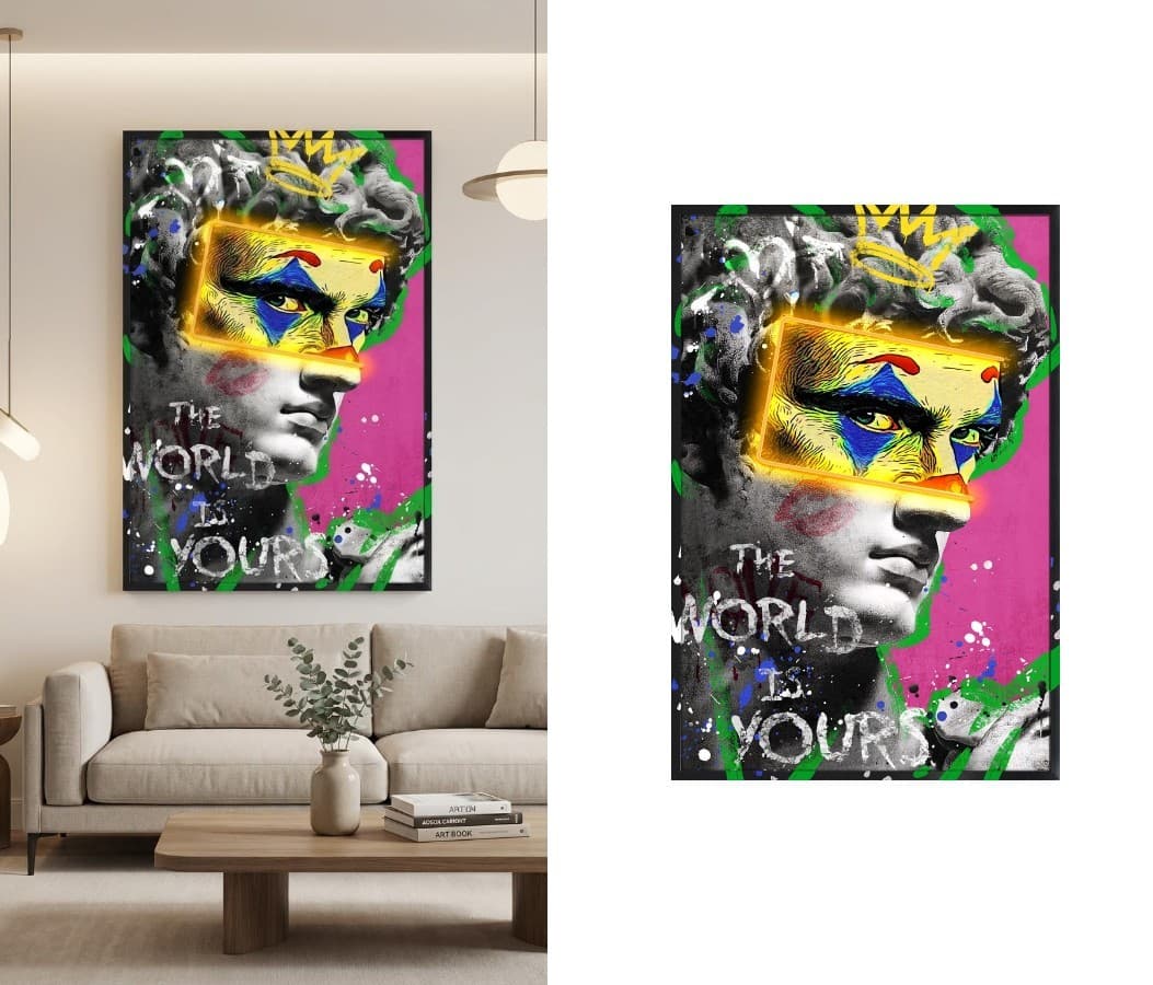 LED obraz na zeď – Antická socha v moderním pop art stylu – 83 x 123 cm