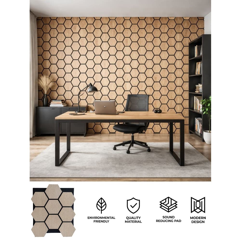 3D dřevěný akustický panel - nástěnný protihlukový obklad 81 x 66 cm - VIRA