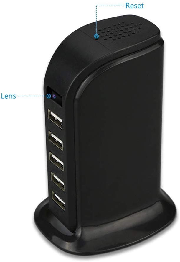 USB napájecí adaptér 5-port s Wi-Fi FULL HD spy kamerou + 16GB paměť - náhled 2