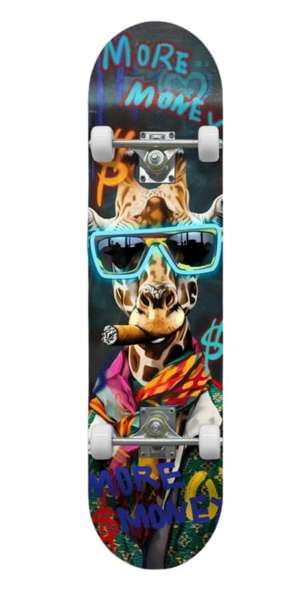 Graffiti žirafa s doutníkem – Moderní pop art LED skateboard obraz na zeď – 20 × 79 cm - náhled 2