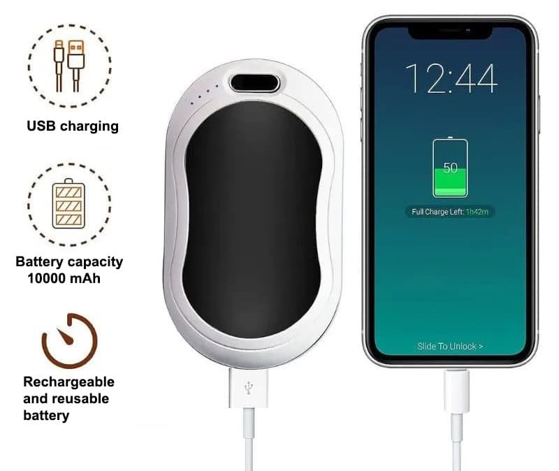 Ohřívač rukou do ruky teplota až 55 °C + powerbanka 10 000 mAh - náhled 2