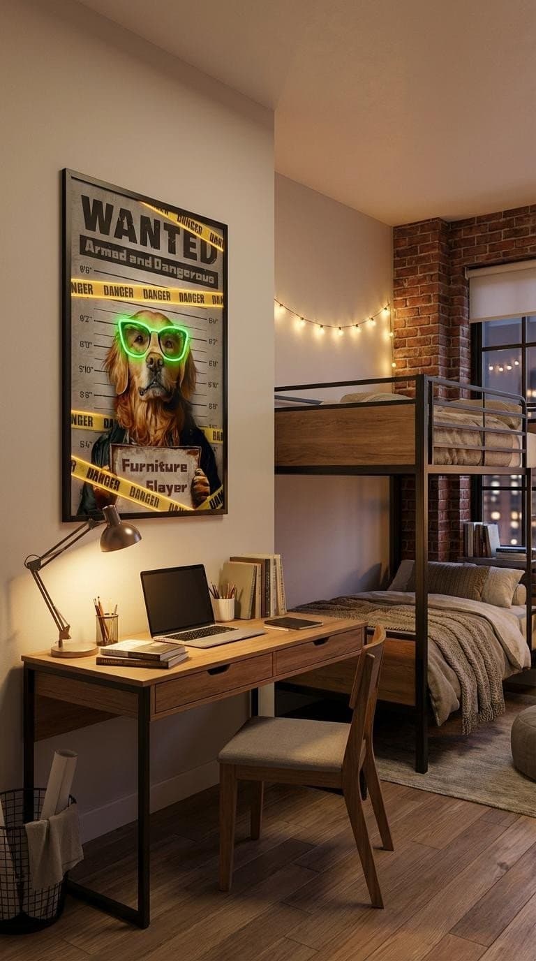 Pop art nástěnný obraz psa s neon brýlemi – LED stylová dekorace na zeď – 63 × 93 cm - náhled 3