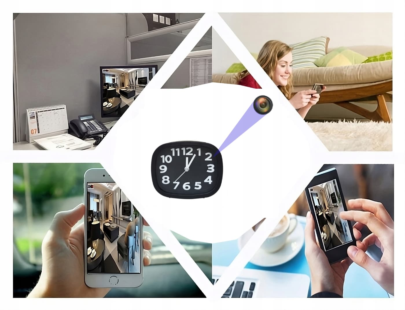 Budík s kamerou analogový s FULL HD + WiFi P2P skrytá kamera v budíku s IR nočním viděním - náhled 2