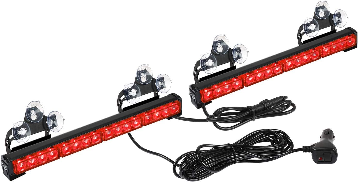 Vystrazné světlo do auta 32 LED (64W) - multibarevné 42cm x 2ks s přísavkami - náhled 2
