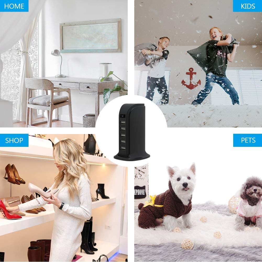 USB napájecí adaptér 5-port s Wi-Fi FULL HD spy kamerou + 16GB paměť - náhled 3
