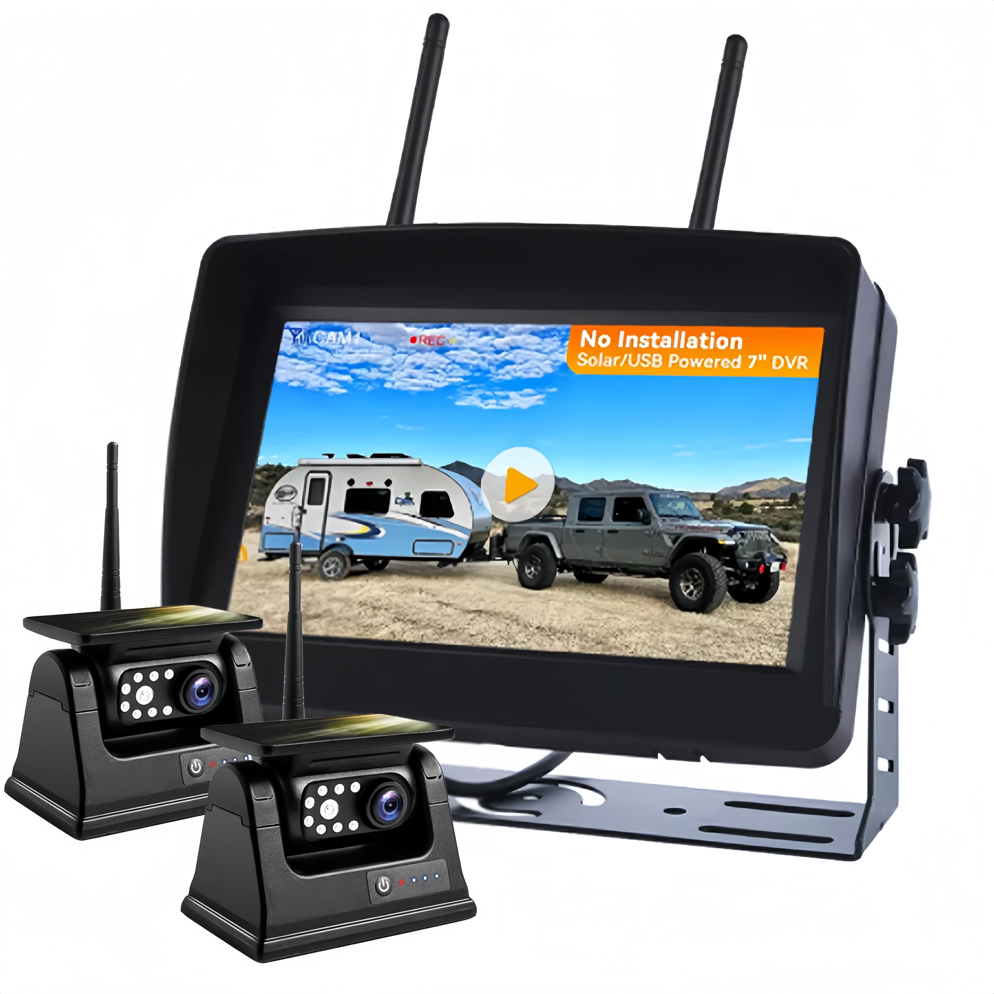 Couvací set solární 7" monitor + 2× WiFi HD magnetická kamera, IR LED, baterie 9600 mAh, IP69 - náhled 2
