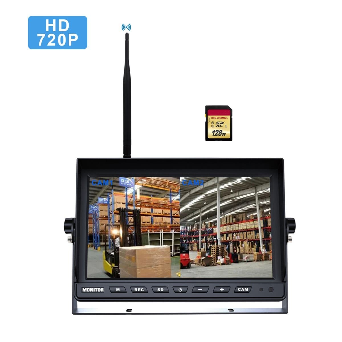 WiFi HD kamerový SET na vysokozdvižný vozík - 7" LCD monitor s nahráváním + 720P HD kamera + 9000 mAh baterie - náhled 5