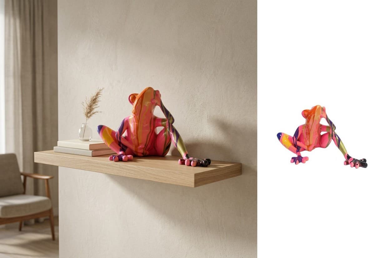 Pop art barevná socha žáby – abstraktní barevná dekorace do pokoje – 43 cm